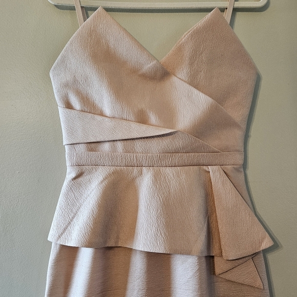 BCBGMaxAzria Gracie Strapless Peplum Corset Long Cocktail Gown Bare Pink Size 6. - Picture 10 of 16
